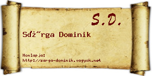 Sárga Dominik névjegykártya