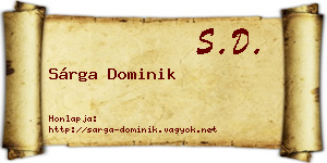 Sárga Dominik névjegykártya